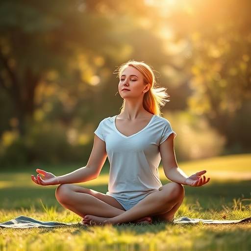 Person meditating outdoors